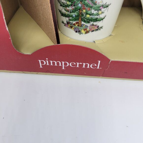 Spode Christmas Tree Pimpernel Set Of 2 Mugs And 2 Coasters Gift Set New In Box - Picture 5 of 14